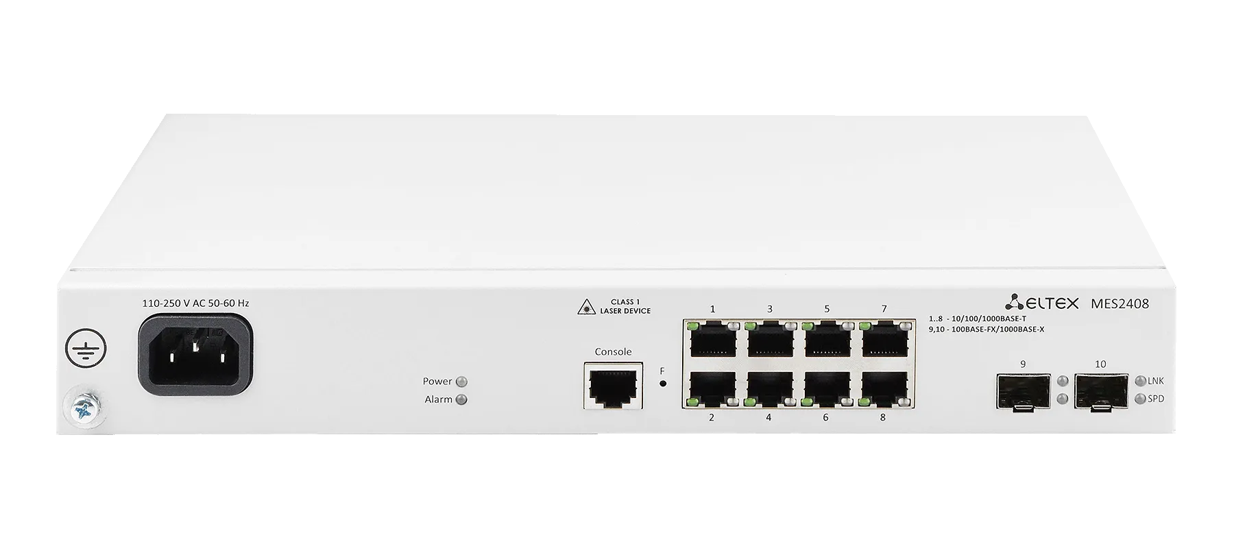 Ethernet-коммутатор MES2408, 8x10/100/1000BASE-T + 2x100/1000BASE-X, L2, 48V DC