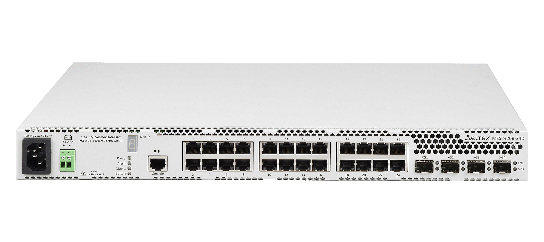 Ethernet-коммутатор MES2420B-24D, 24x2.5G RJ45 + 4x1G/10G SFP+, L3, 220V AC/12V DC